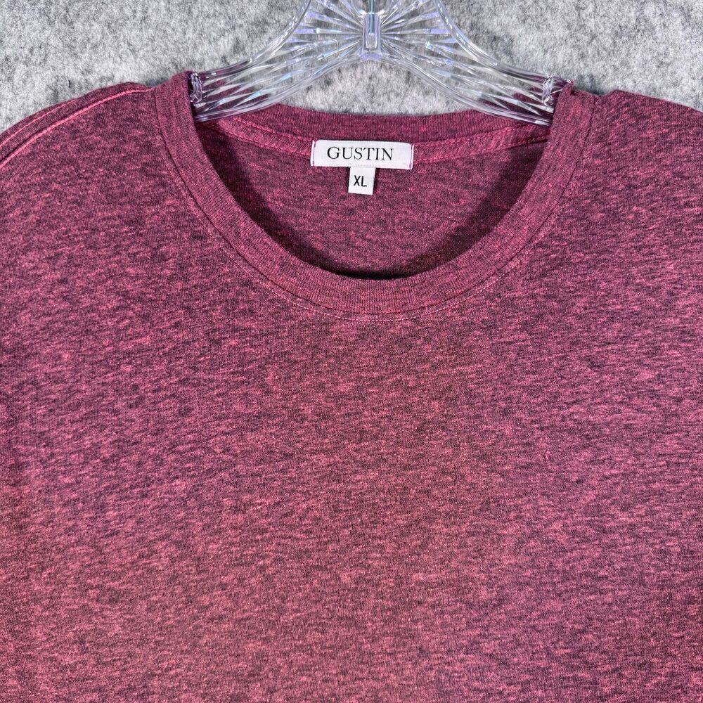 Gustin T Shirt Mens XL Red Heather Cotton Blend Minor Pilling Made In USA